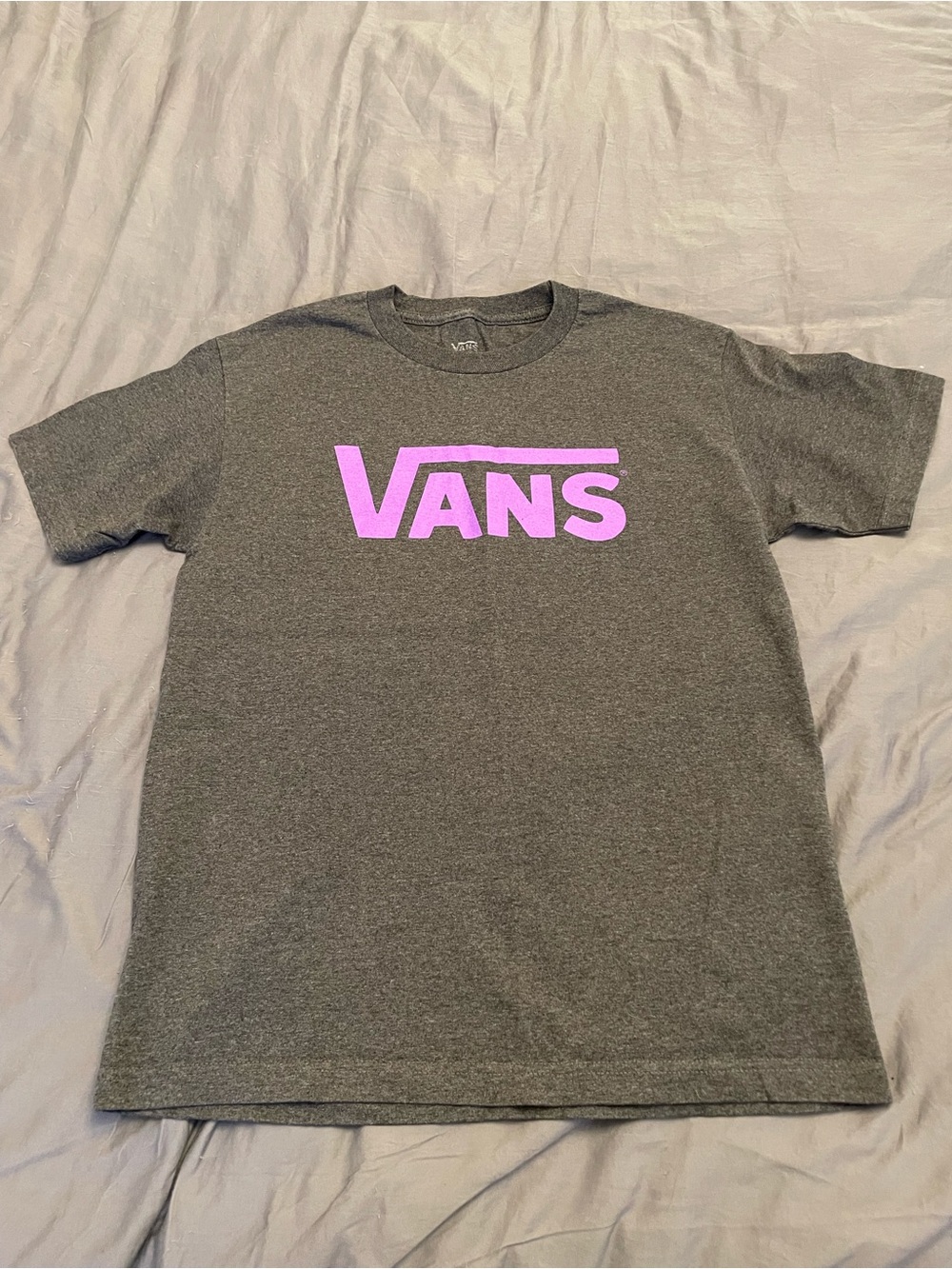 Vans Charcoal Tee with Pink Logo